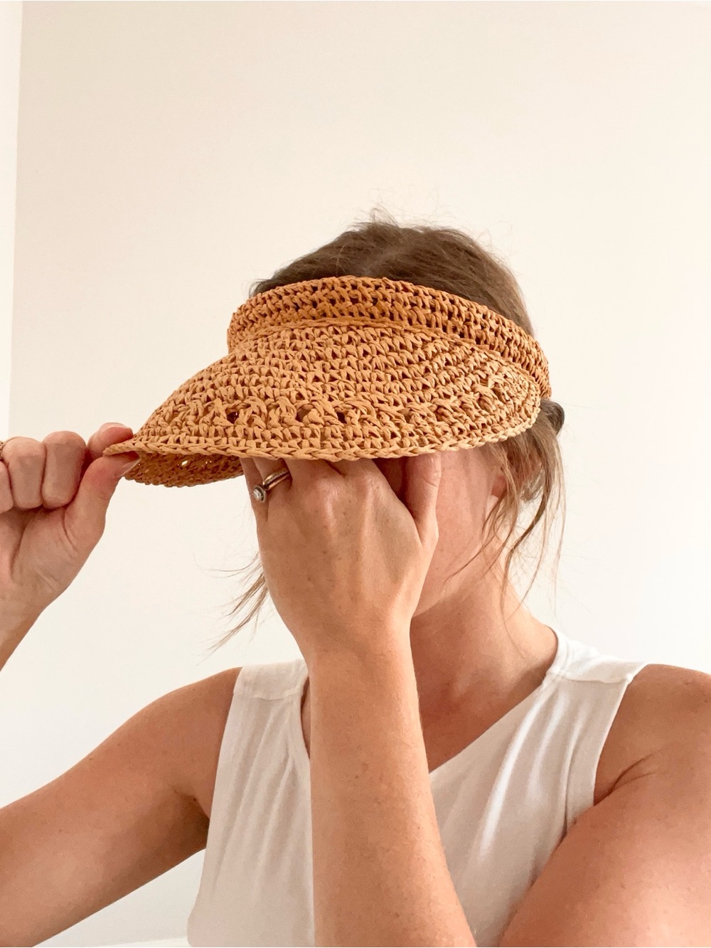 Vintage Woven Straw Visor Hat - Picture 3 of 7